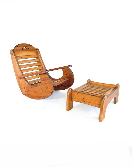 Image 1 of Sedia a dondolo brutalista, Wasa Möbel &#39;70