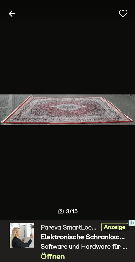 Image 1 of Majestic space-saving wonder: Hand-knotted Bidjar in the classic Herati pattern (approx. 13 m²)