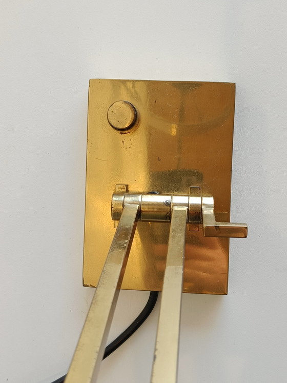 Image 1 of Large adjustable solid brass table lamp, Italy 1970s/80s, MD signed