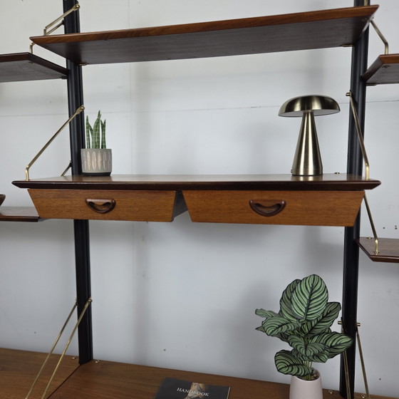 Image 1 of Louis van Teeffelen, libreria Wébé a parete in teak vintage anni '60
