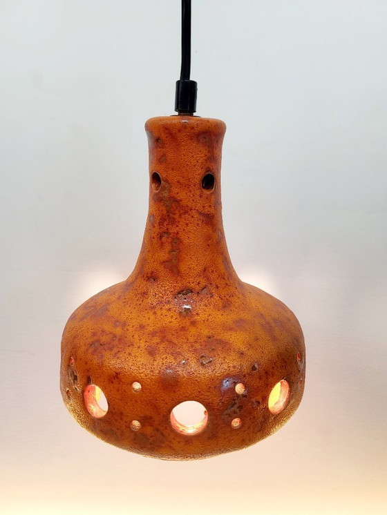 Image 1 of Lampada a sospensione Fat Lava in ceramica, tonalità arancioni, anni '50