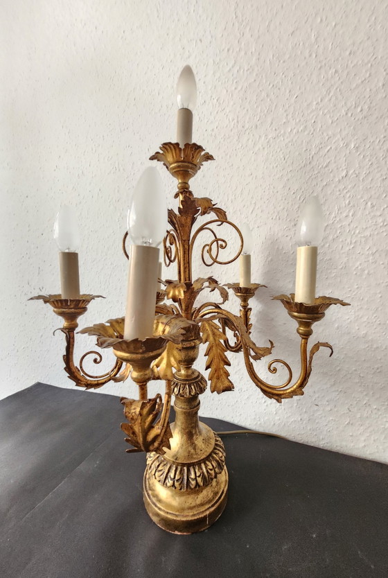 2 lampade da terra fiorentine antiche, dorate, forgiate e intagliate a mano, in stile Hollywood Regency, (photo 6 of 21)