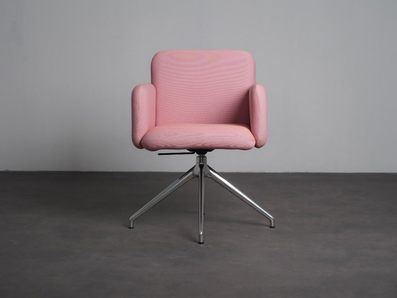 Pair of Switch Low Office Chairs by Stefan Scholten for Puik Design, Netherlands, Textile, Pink (photo 2 of 9)