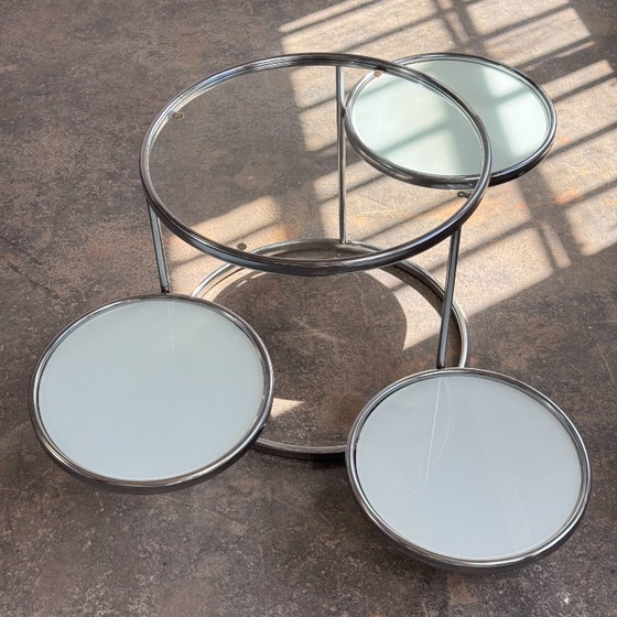 Image 1 of Milo Baughman Style Chrome and Glass Coffee Table, 1990