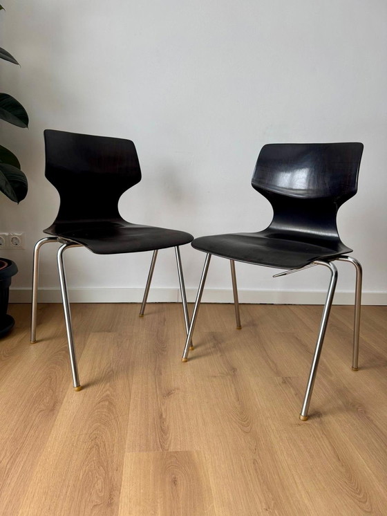 Image 1 of Silla apilable FLÖTTOTO Silla de comedor Pagwood MID Century