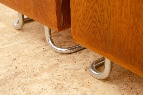 Image 1 of Twee verchroomde nachtkastjes, Vichr & Spol, jaren 1950, Tsjechoslowakije