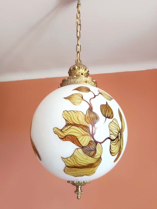 Grande suspension globe art nouveau 