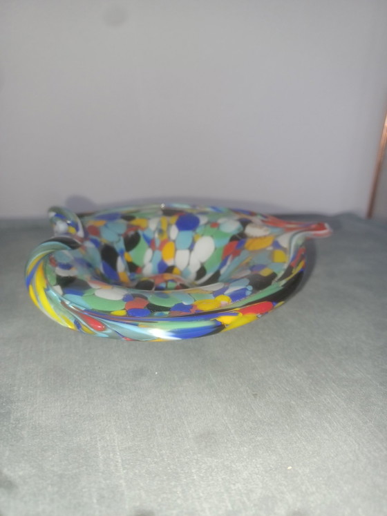 Image 1 of Plato de cristal de Murano con efecto salpicado de confeti, década de 1960.
