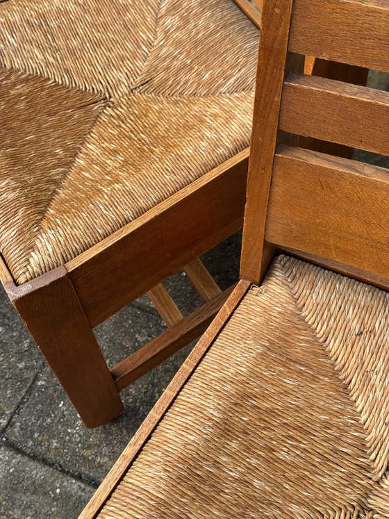 Paar Amsterdamse School Eetkamerstoelen – Wood, Wicker (photo 4 of 10)