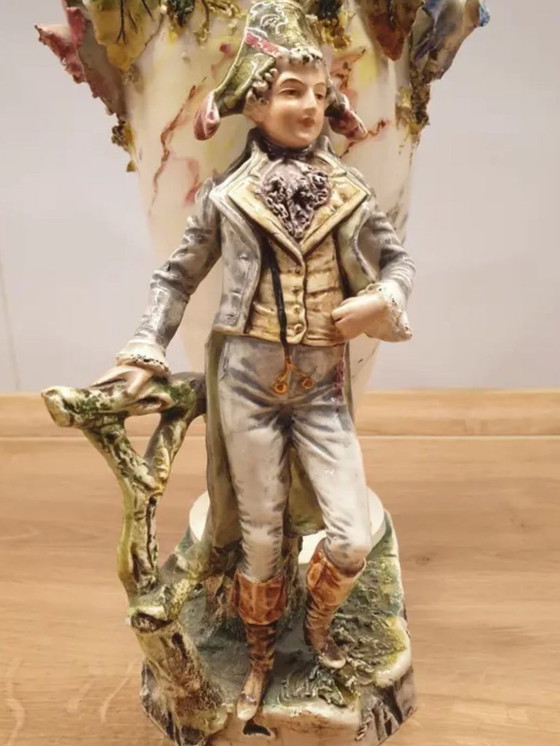 Image 1 of Figural Porcelain Vase with Napoleonic Figure Continental Europe, late 19th century