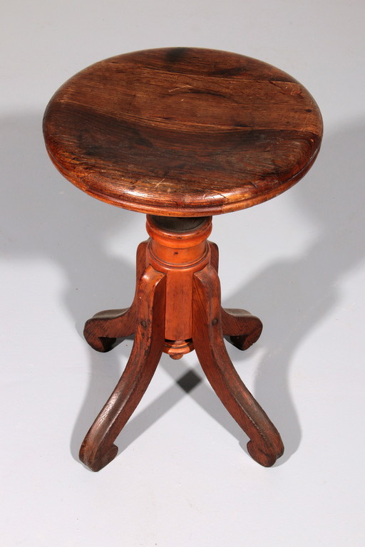 Tabouret de piano scandinave vintage de 1940 en bois de hêtre massif