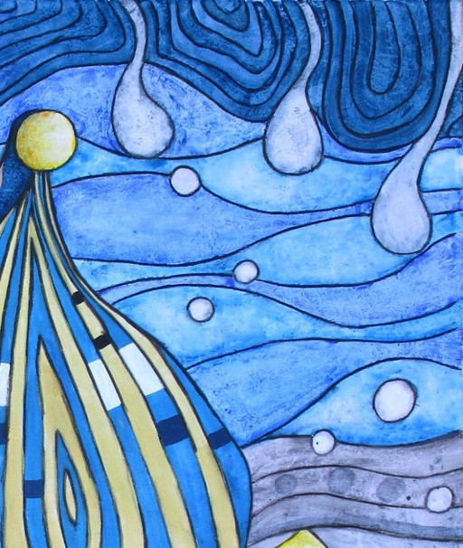 Mooi schilderij in de stijl van Hundertwasser