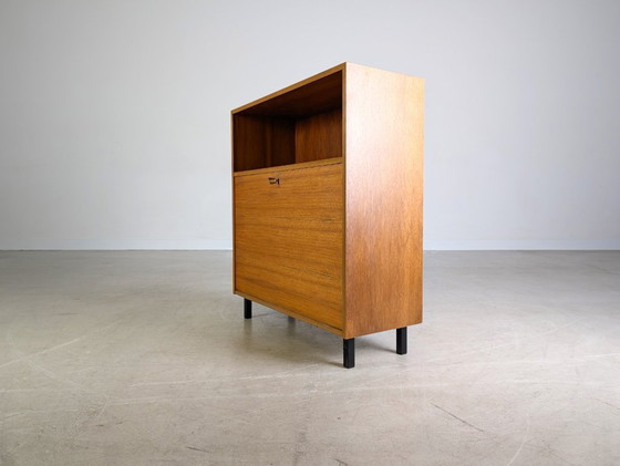 Image 1 of Original midcentury sideboard bar compartment walnut chest of drawers vintage