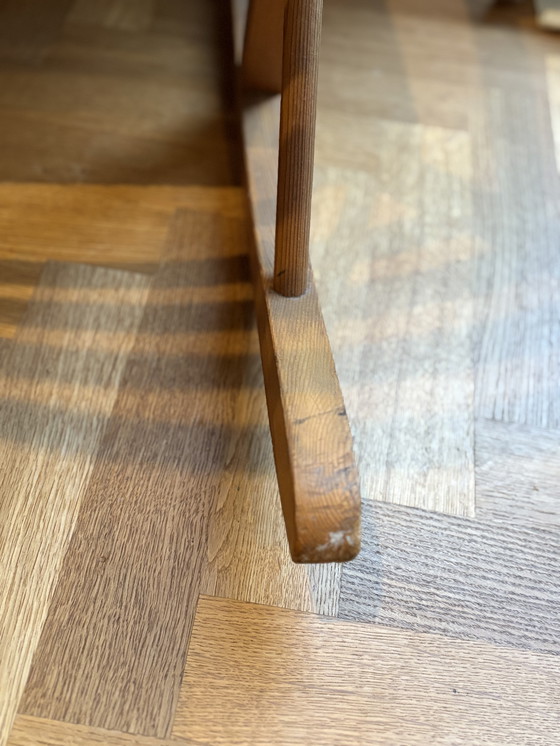 Image 1 of Sedia a dondolo in legno e corda di carta Design scandinavo