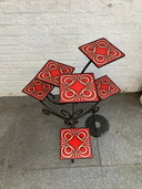 Table à assiettes vintage en fonte avec 6 étagères