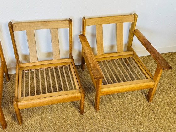 Image 1 of Ensemble de Salon modulable Vintage en Chêne et Velours Côtelé, 1960s, Set de 5