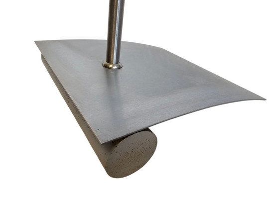 Image 1 of Hala Zeist - vloerlamp - geborsteld staal - gesatineerd glas - post modern - 80s 