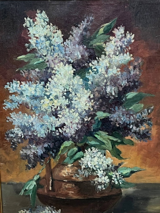 Painting signed "Bouquet of Lilacs". – Paintings & Drawings, Canvas (photo 3 of 6)