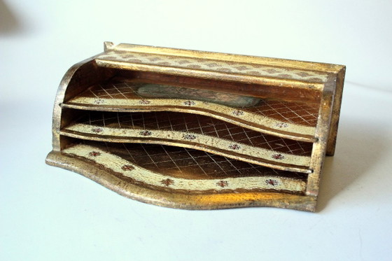 Raro portacarte fiorentino in legno degli anni '50, Accessori da tavola, Multicolore, 1950 (foto 7 di 10)