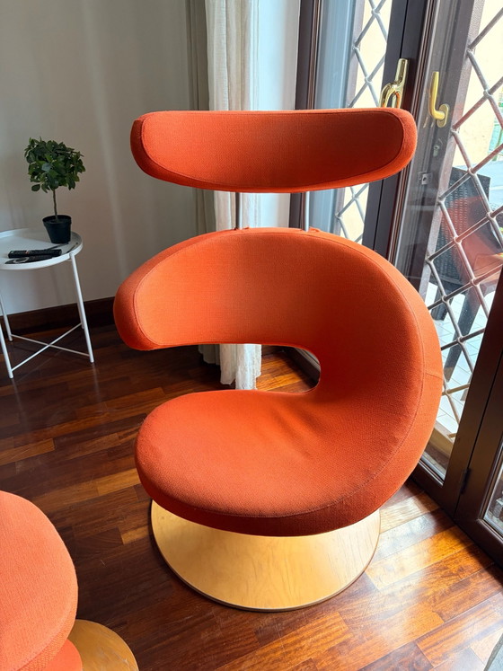Peel ergonomic Armchair by Variér (Stokke) with ottoman - Olav Eldøy, Metal, Textile, Brown (photo 2 of 10)