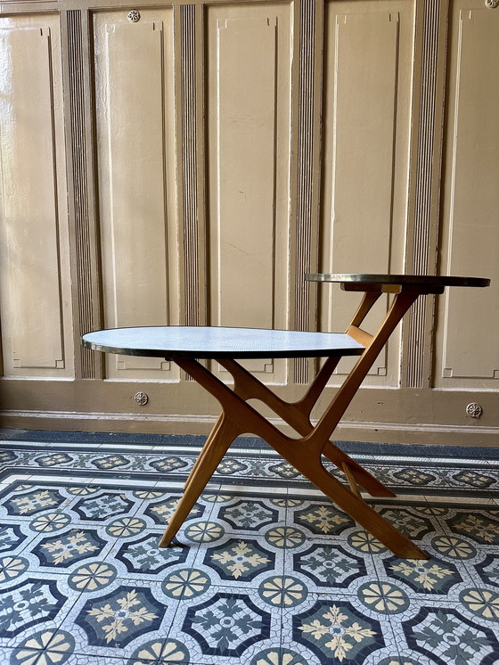 Image 1 of Tavolino laterale a due livelli di metà secolo – Germania, ca. 1950–1960 – Probabilmente Opaline Small Furniture