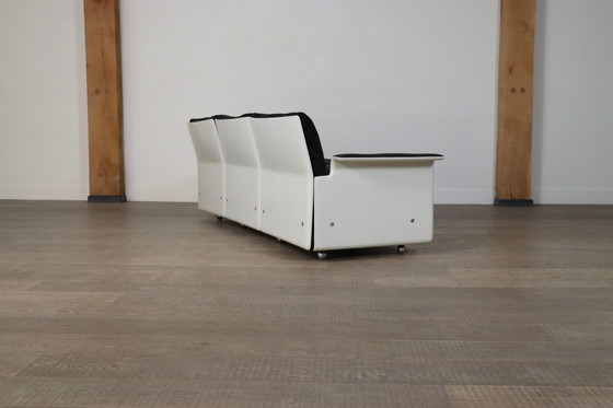Image 1 of Dieter Rams Model 620 Three Seater Sofa in Black Leather for Vitsoe 1980s