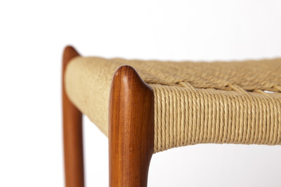 Image 1 of Rare Niels Otto Møller Ottoman Model 78A – Danish Teak & Danish Cord, 1960s Mid-Century Modern Footstool