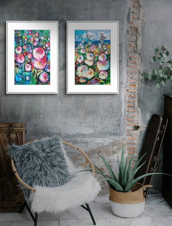 Image 1 of Etude with Mallows - Disegno originale A3 a pastello a olio