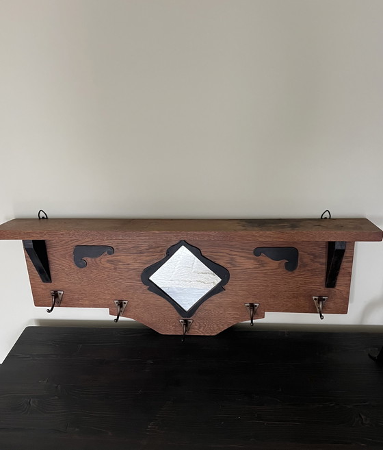 Image 1 of Wooden Coat Rack with Mirror