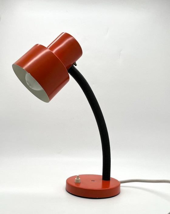 Image 1 of Lampe de bureau vintage orange avec col de cygne flexible, années 1970