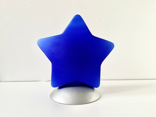 Vintage IKEA Tärna Glas-Tischlampe - Lampe Blue Star – seltenes Modell ‘90, Dänemark