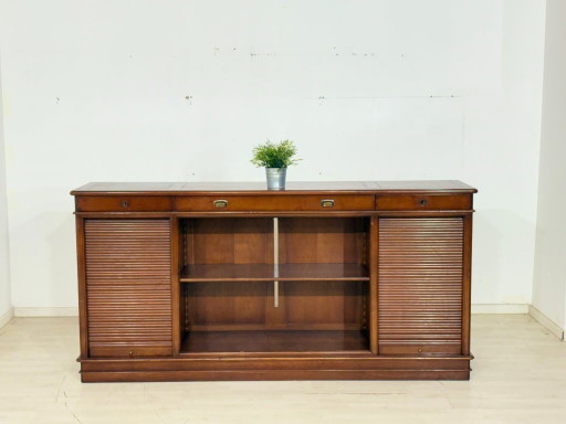 Classic mahogany office sideboard with roll-up doors/English colonial style/sideboard/1960s