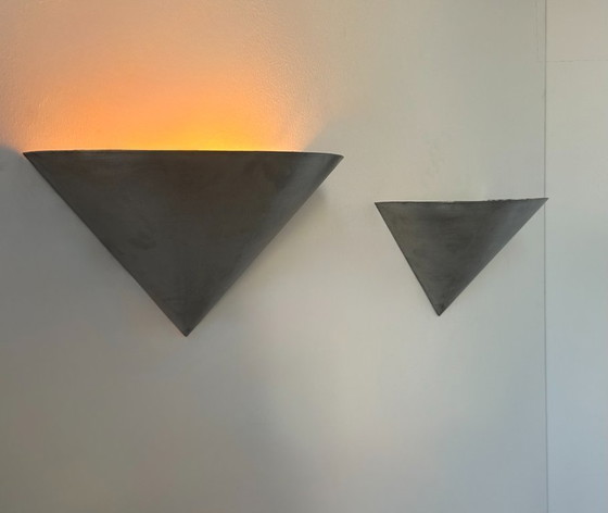 Image 1 of Coppia di lampade coniche d'epoca, metallo spazzolato, Francia 1970