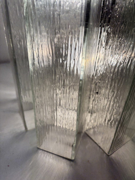 Image 1 of Large glass pendant lamp by Doria Leuchten, 1960s/Crystal glass chandelier/Mid-Century Modern light/Hollywood Ragency/Ice