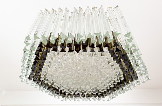 Image 1 of Weelderige kroonluchter van Paolo Venini voor Vivarini, Muranoglas/Prismaglas, Italië, jaren 70, op maat gemaakt