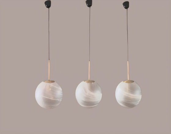 Image 1 of set van drie globe hanglampen van Peill & Putzler.