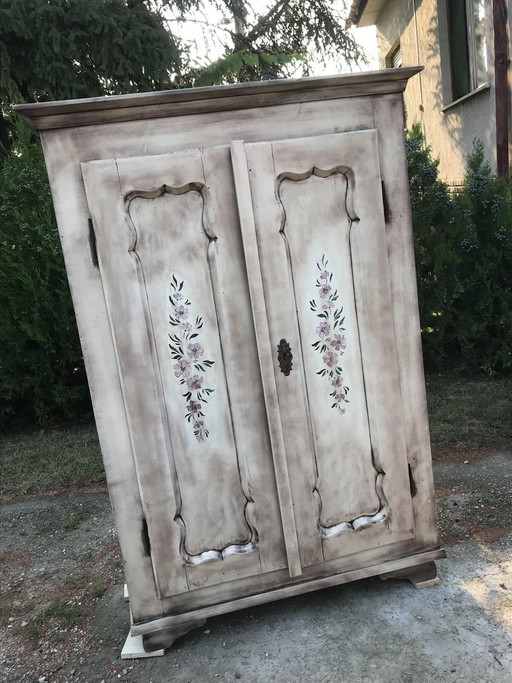Armoire Double avec Motif Floral Peint à la Main