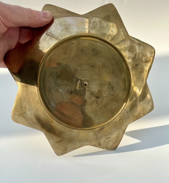 Image 1 of Vintage brass sunburst bowl, mid-century modern, 1960s