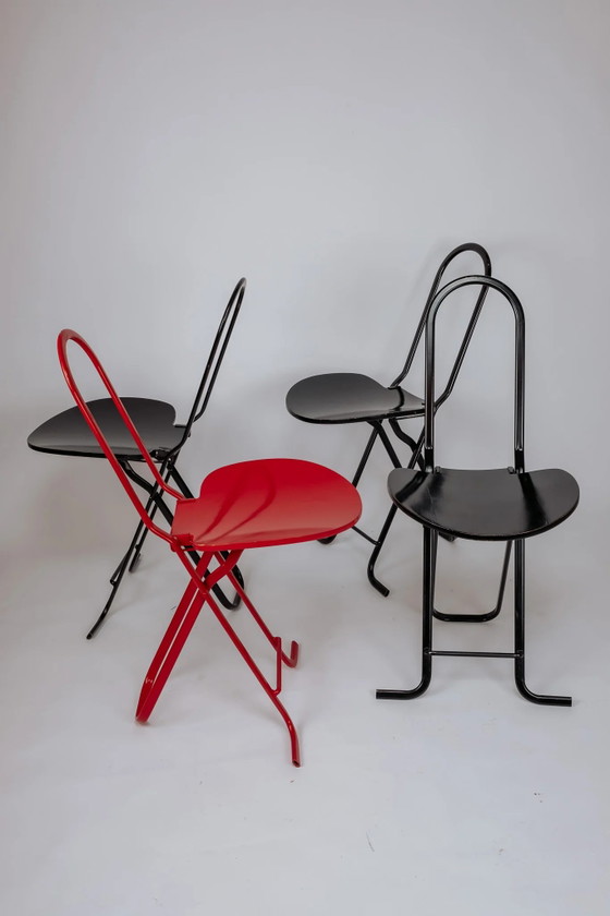 Sillas plegables Dafne de Gastone Rinaldi - Años 70 – Sillas de comedor, Madera, Metal (photo 2 of 2)