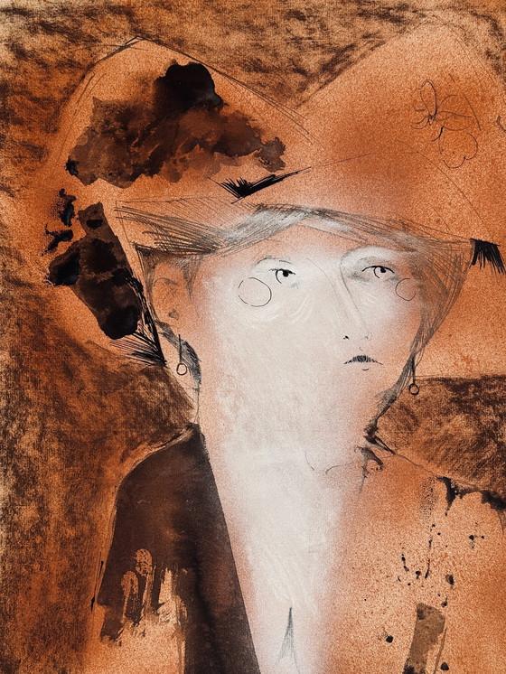 Image 1 of Robert Detheux, raro dipinto surrealista del 1966