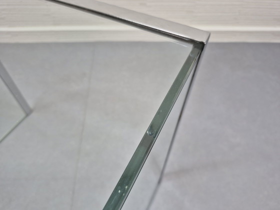 Vintage chrome and glass side table minimalist. (photo 7 of 14)