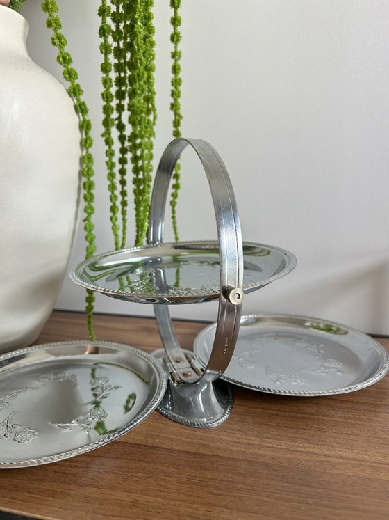 Image 1 of Vintage verzilverd metalen serveerblad