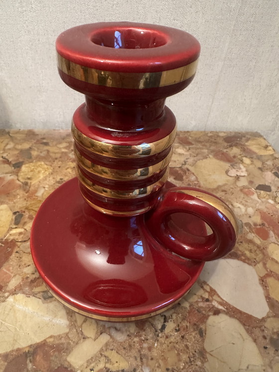 Image 1 of Bougeoir debut années 50 en céramique St-Clement Bordeaux Rehaussé d’ Or