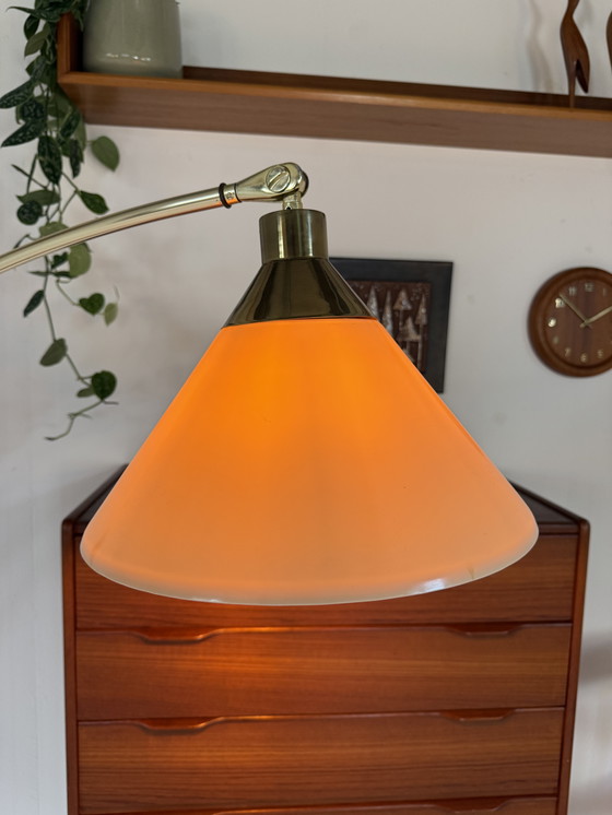 Image 1 of Vintage arc lamp in marble, walnut & brass '70