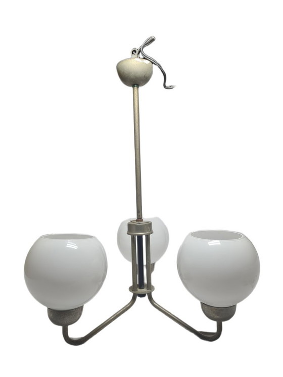 Lampadario in stile postmoderno, Polonia, anni '70 – Glass, Metal (photo 2 of 12)