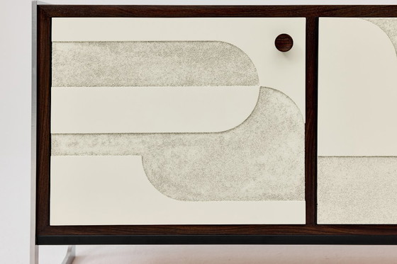 Image 1 of Vintage sideboard with relief surface, metal, Germany, 1960s