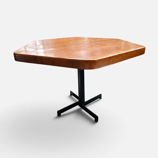 Charlotte Perriand Les Arcs Table Hexagonale Années 1970 – tafels, Metal, Wood, Vintage (photo 2 of 5)