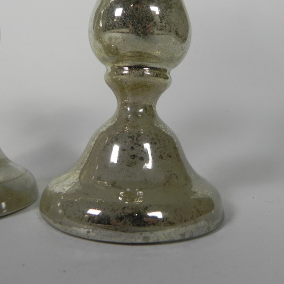 Image 1 of Set Of 2 Quicksilver Candlesticks, circa 1900 (Armorial Silver)