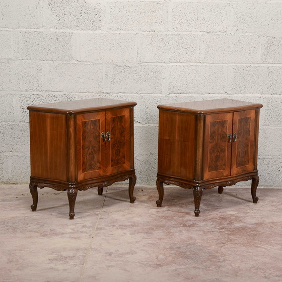 Pair of mid-century walnut veneered nightstands – Wood, Barok (photo 3 of 10)