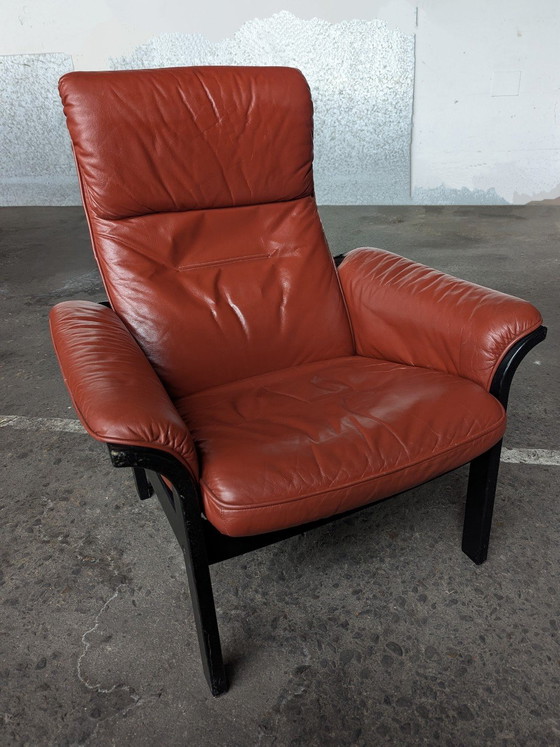 Image 1 of Fauteuil lounge vintage G-Mobel cuir/bois
